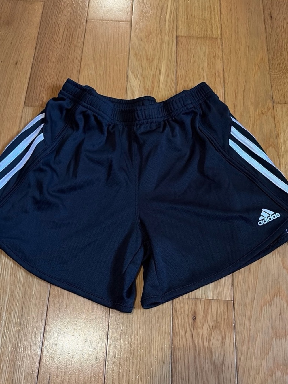 adidas Black Athletic Shorts with White Stripes